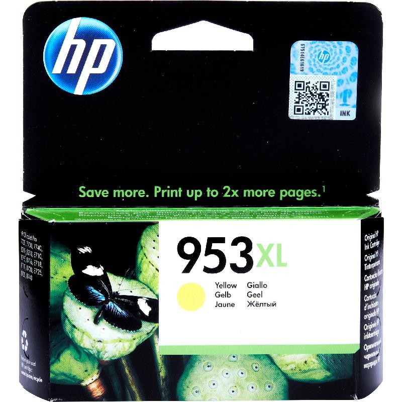 HP 953XL High Yield Yellow Original Ink Cartridge - F6U18AE